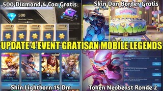 UPDATE 4 EVENT GRATISAN TERBARU MOBILE LEGENDS! 500 DIAMOND DAN COA GRATIS, TOKEN NEOBEAST RONDE 2