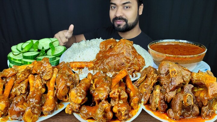 SPICY MUTTON CURRY, MUTTON GRAVY, HUGE MUTTON PAYA CURRY, CHILI, RICE MUKBANG EATING SHOW| BIG BITES