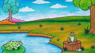 Cara menggambar katak || Menggambar katak di air