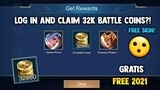 LOG IN AND CLAIM 32K BATTLE POINTS + FREE SKIN LING NEW EVENT | MOBILE LEGENDS 2021