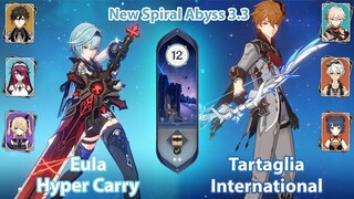 NEW SPIRAL ABYSS | Eula Hyper Carry & Tartaglia International | Genshin Impact 3.3