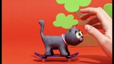 Cat & skate Stop motion cartoon for children - BabyClay animals