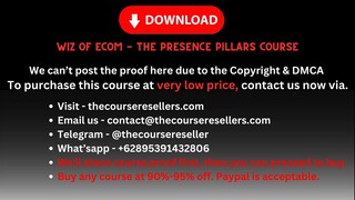 [Thecourseresellers.com] - Wiz Of Ecom - The Presence Pillars Course