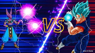 God of destroyer Beerus Vs Vegeto SSJ BLUE Full fight (JemzInGame) | Legend fighter