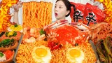 꽃게 🦀 신라면 더 레드 신상 매운라면 먹방 (with 유부초밥) SPICY Ramen Shin Ramyun Blue Crab Seafood Mukbang ASMR Ssoyoung