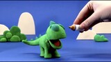 Dinosaur milk feeding Stop motion cartoon for children - BabyClay
