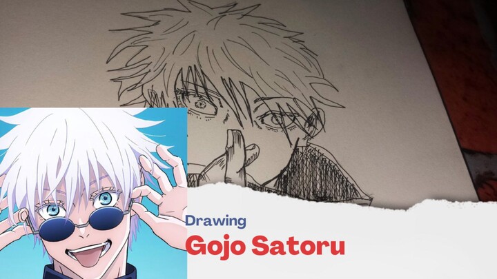 Menggambar Gojo Satoru dari anime Jujutsu Kaisen