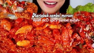 ASMR AYAM McD SPICY SAMBEL MATAH + MARTABAK SAMBEL MERCON | ASMR MUKBANG INDONESIA