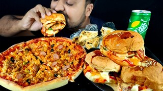 CHICKEN CHEESE BURGER, MAXICAN HOT PIZZA, CHICKEN SHAWARMA, COLD DRINKS ASMR MUKBANG| #LiveToEATT