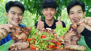 ตำถั่วคอหมูย่าง!! หมูหอมๆตำถั่วแซ่บๆ มากินด้วยกันนะครับ.