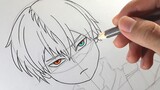 Cara menggambar anime - todoroki shouto [ Boku no hero academia ] |how to draw anime