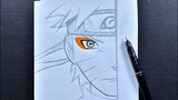 Anime sketch | how to draw naruto Half face step-by-step