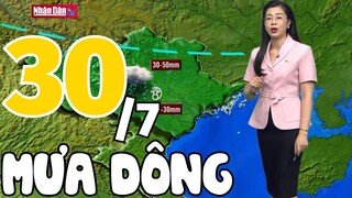 Dự báo thời tiết hôm nay và ngày mai 30/7 | Dự báo thời tiết đêm nay mới nhất