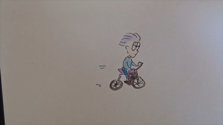 Draw cartoon bicycling boy