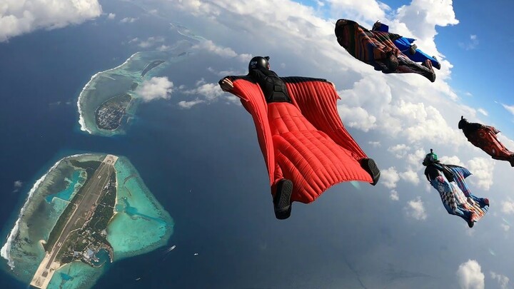 马尔代夫岛高空翼装飞行，一览众“岛”小！