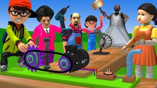 Scary Teacher 3D vs Squid Game Who Can Create Fastest Water Pump 5 Times Challenge 2 Neighbor Loser