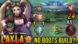 24 Kills + MANIAC!! Layla New Build without Boots (Auto MYTHIC) - Build Top 1 Global Layla ~ MLBB