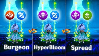 Elemental Reactions Comparison : Nahida Burgeon vs HyperBloom vs Spread! [ Genshin Impact ]