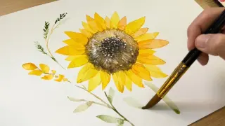Teach you how to use tools to draw sunflower gouache