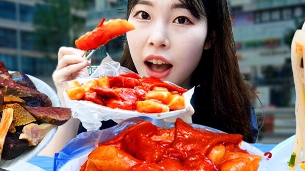 【SULGI】Outdoor food stall eating show｜Tteokbokki｜Fried food｜Fish cake soup