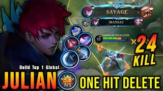 Auto SAVAGE!! 24 Kills Julian with Hybrid Build (ONE HIT DELETE) - Build Top 1 Global Julian ~ MLBB