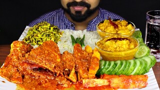 Eating HILSA FISH Bhuna with Potato, Lau Dal, Gourd Skin Fry, Green Chili and Rice ASMR| #LiveToEATT