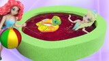 Tự Làm Hồ Bơi Mini Slime Cho Công Chúa Disney Bằng Slime Baff & Cát Động Lực Xanh