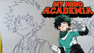 MENGGAMBAR midoria dari anime MY HERO ACADEMIA