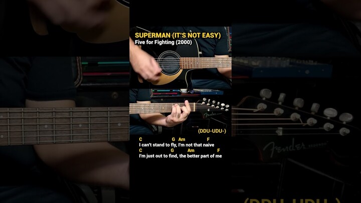 Superman (It's Not Easy) - Five for Fighting (2000) Easy Guitar Chords Tutorial Lyrics Part 1 SHORTS