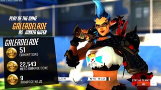 Gale Best Junker Queen in the World?! 51 elims! POTG! [ Overwatch 2 Beta ]