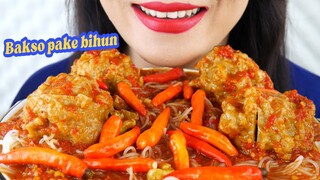 ASMR BAKSO DAGING PAKE BIHUN, KUAH PEDES SEGER | ASMR MUKBANG INDONESIA