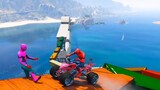 Simulator: Spider-Man challenges the high-altitude track at sea and encounters colorful Spider-Man. 