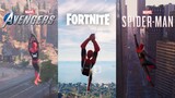 Spider-Man Swinging Comparison In Fortnite,Marvel's Avengers Game And Marvel's Spider-Man PS5