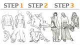 [Sketch Tutorial] Sketching of characters, from parts to body movements and clothes, the whole proce
