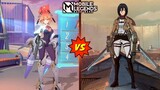 Attack On Titan Mikasa Fanny Vs Aspirants Fanny : Skin Comparison | Mobile Legends Bang Bang