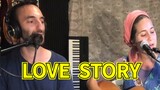 [Music]A couple singing Taylor Swift's <Love Story>