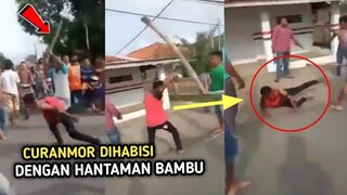 JANGAN AMPE LOLOS !! Curanmor Ketangkap Basah Mencuri Motor Dihantam Bambu Ampe Keok