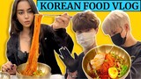 Korean Food Vlog: GLASS NOODLES & SAMGYEOPSAL BBQ for dinner! | Sakshma Srivastav
