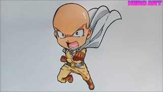 cách vẽ ONE-PUNCH MAN chibi thật dễ-vẽ SAITAMA không tẩy xóa