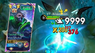 TECHIE NINJA😱HAYABUSA BEST BUILD & EMBLEM WINSTREAK SOLO -Mobile Legends