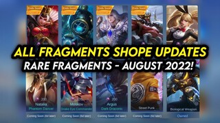 ALL FRAGMENT SHOP UPDATES! RARE FRAGMENTS UPDATE (AUGUST) 2022!! - MLBB