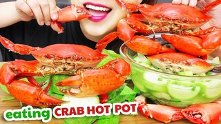 ASMR COOKING CRAB HOT POT WITH CALABASH AND MUSHROOM EATING SOUNDS | LINH-ASMR 먹방