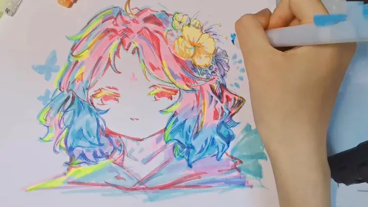 【Freehand Sketching 】Do You Believe This Is Drawn with Highlighters?