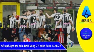 KẾT QUẢ BÓNG ĐÁ HÔM NAY VÒNG 27 SERIE A ITALIA LỊCH THI ĐẤU, BẢNG XẾP HẠNG