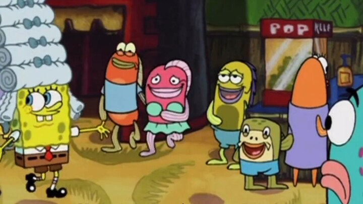 Chaodie’s explanation: Spongebob was ridiculed by the residents after putting on a wig. It’s a story