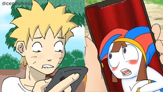 Naruto reaction - animasi sus the amazing digital circus | Naruto parody