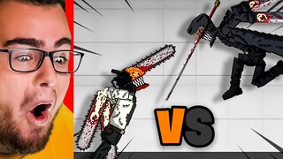 Reacting to PIXEL CHAINSAW MAN vs PIXEL KATANA MAN!