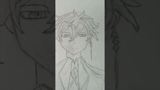 before and after drawing of Zhongli(genshin impact)