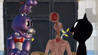 Oh no, it's Siren Head, Cartoon Cat and FNAF Bunny