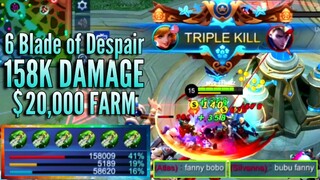 6 BLADE OF DESPAIR ON FANNY | BRUTAL BURST DAMAGE | MLBB